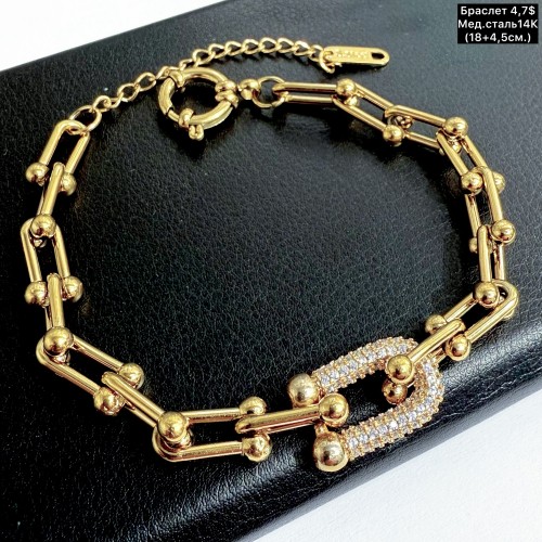 Браслет мед.сталь14К 10448 (18+4,5см.)